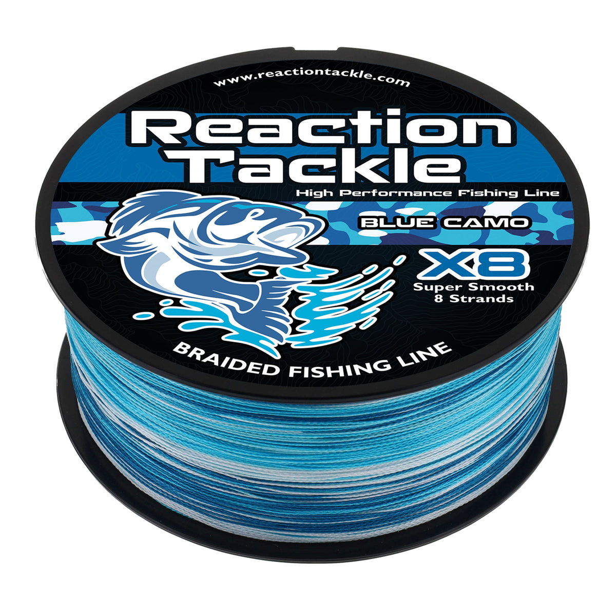 Braided Fishing Line Reaction Tackle X8 Braided Fishing Line – Blue Camo Reaction Tackle X8 Blue Camo Braided Line – Pescador Fishing Supply