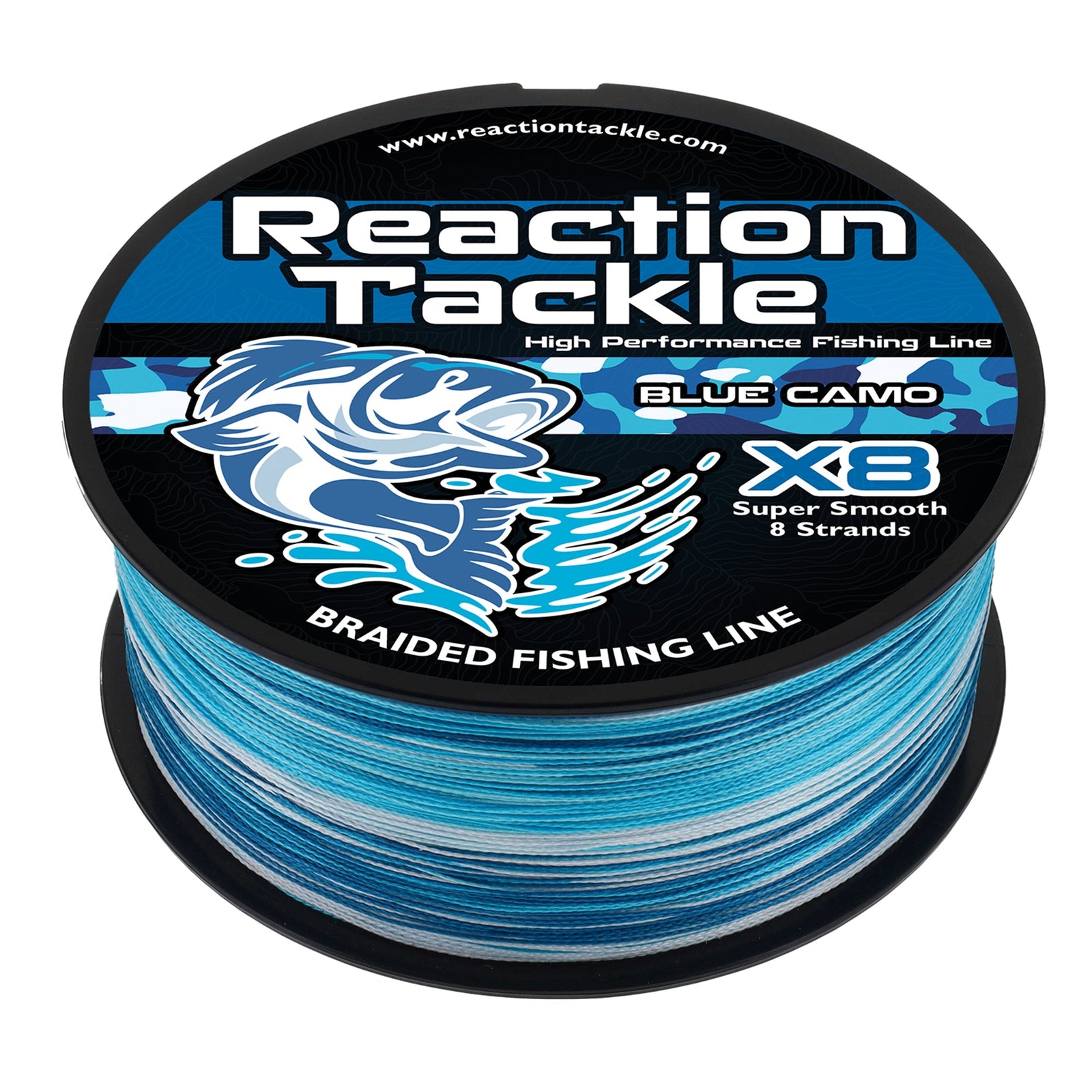 Braided Fishing Line Reaction Tackle X8 Braided Fishing Line – Blue Camo Reaction Tackle X8 Blue Camo Braided Line – Pescador Fishing Supply