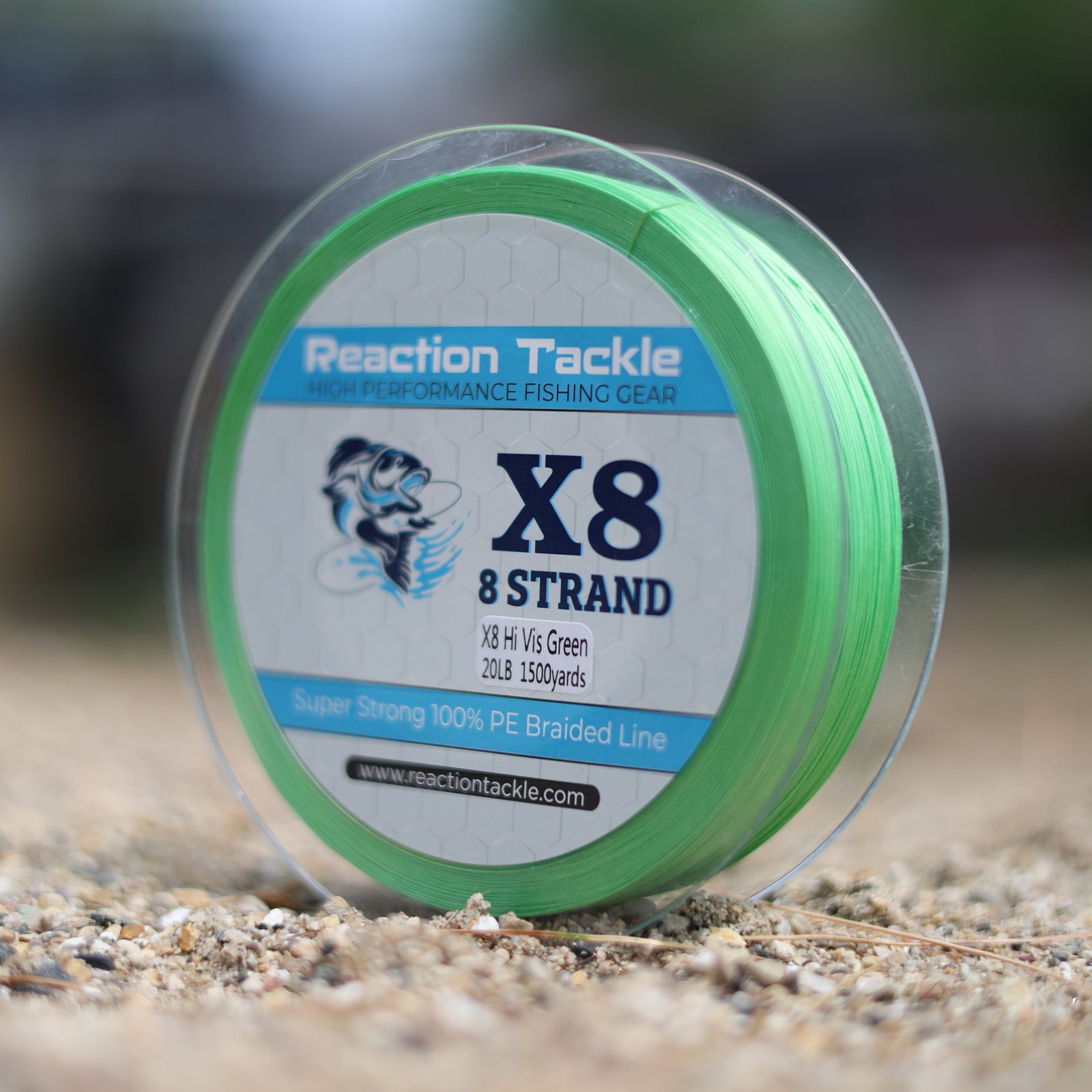 Braided Fishing Line Reaction Tackle X8 Braided Fishing Line – Hi Vis Green Reaction Tackle X8 Hi Vis Green Braid – Pescador Fishing Supply