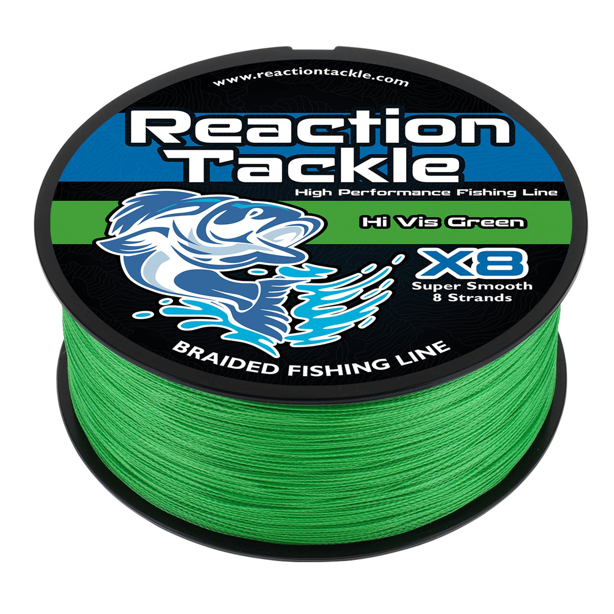 Braided Fishing Line Reaction Tackle X8 Braided Fishing Line – Hi Vis Green Reaction Tackle X8 Hi Vis Green Braid – Pescador Fishing Supply