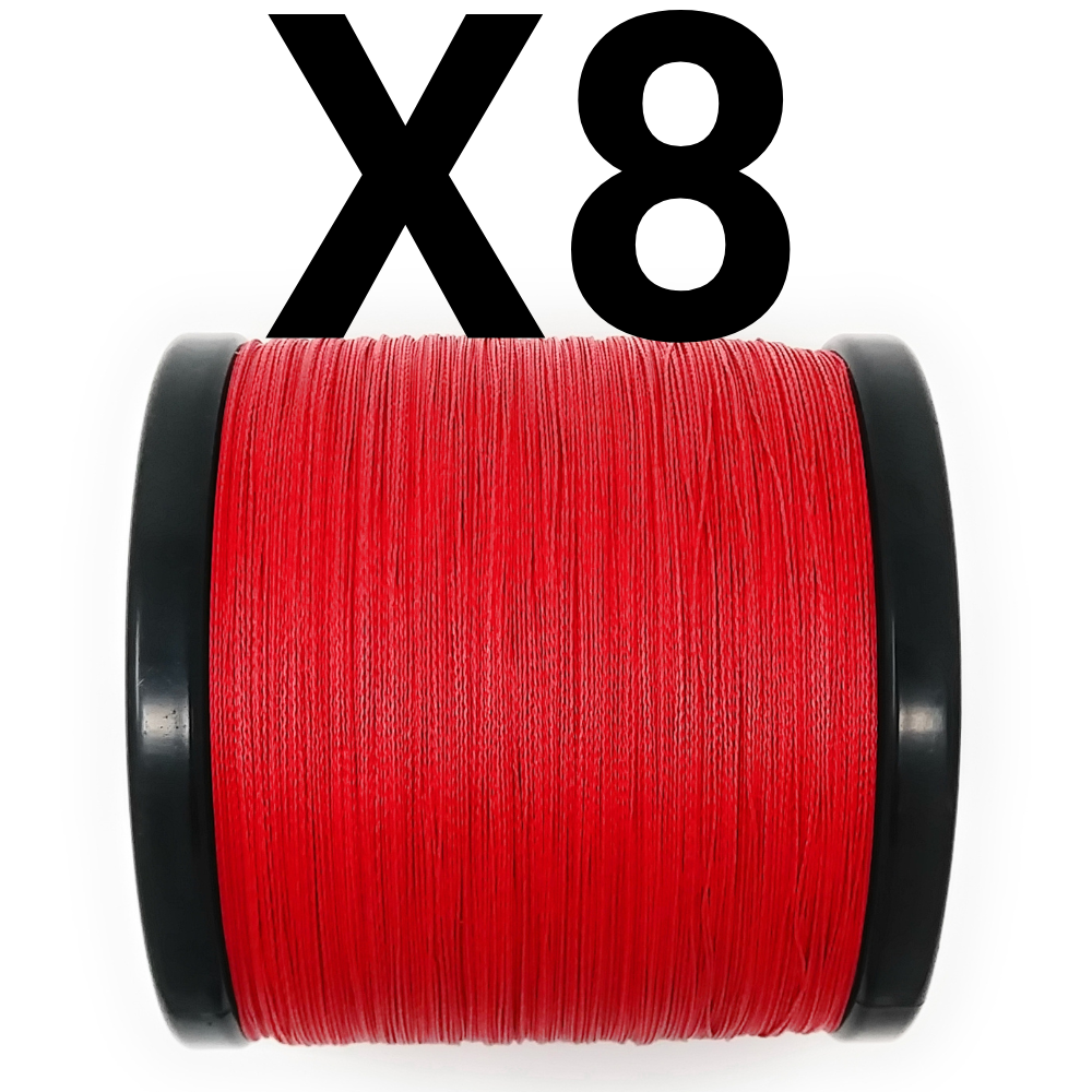 Braided Fishing Line Reaction Tackle X8 Braided Fishing Line – No Fade Red Reaction Tackle X8 No Fade Red Braid – Pescador Fishing Supply