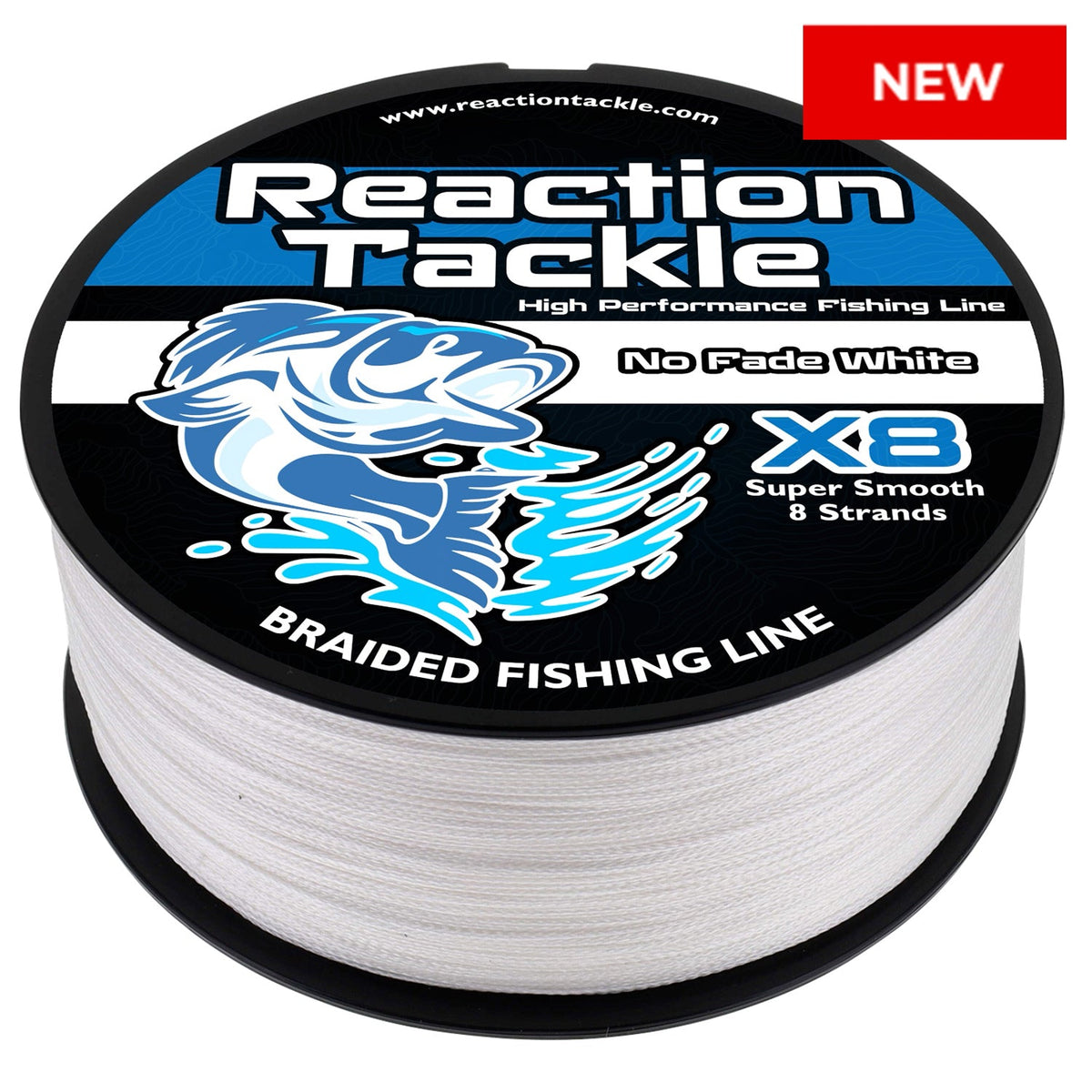 Braided Fishing Line Reaction Tackle X8 Braided Fishing Line – No Fade White Reaction Tackle X8 No Fade White Braid – Pescador Fishing Supply