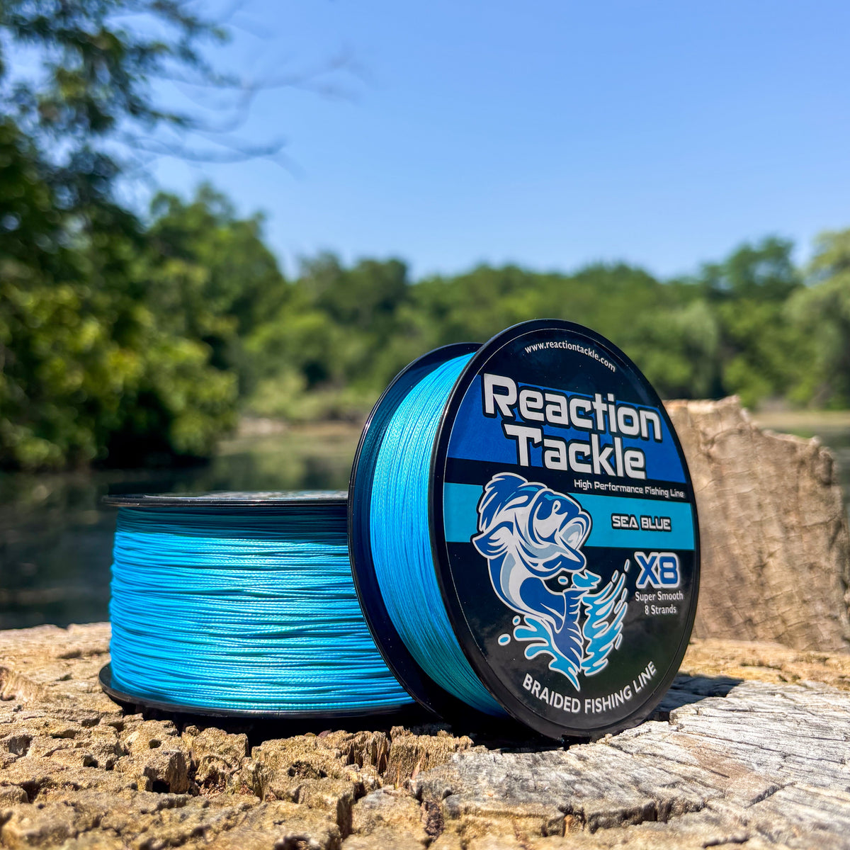 Braided Fishing Line Reaction Tackle X8 Braided Fishing Line – Sea Blue Reaction Tackle X8 Sea Blue Braided Line – Pescador Fishing Supply