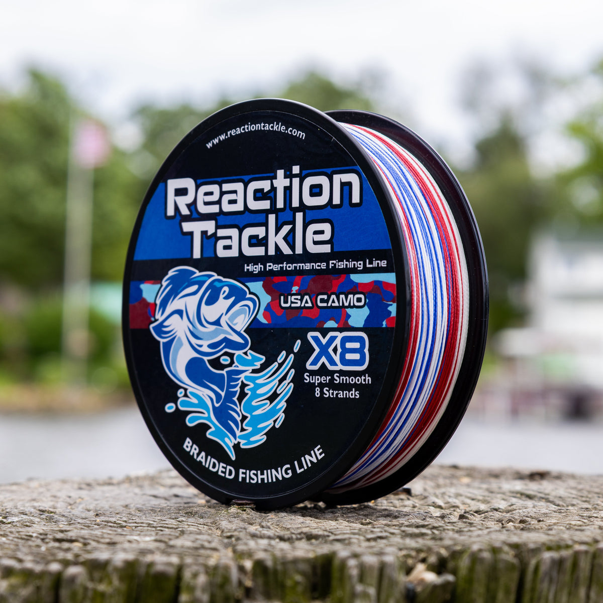 Braided Fishing Line Reaction Tackle X8 Braided Fishing Line – USA Camo Reaction Tackle X8 USA Camo Braided Line – Pescador Fishing Supply