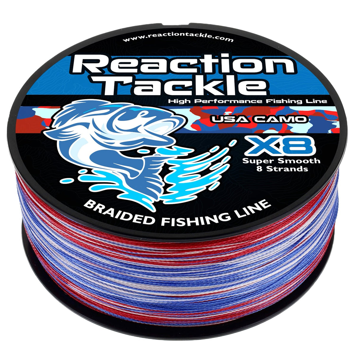 Braided Fishing Line Reaction Tackle X8 Braided Fishing Line – USA Camo Reaction Tackle X8 USA Camo Braided Line – Pescador Fishing Supply