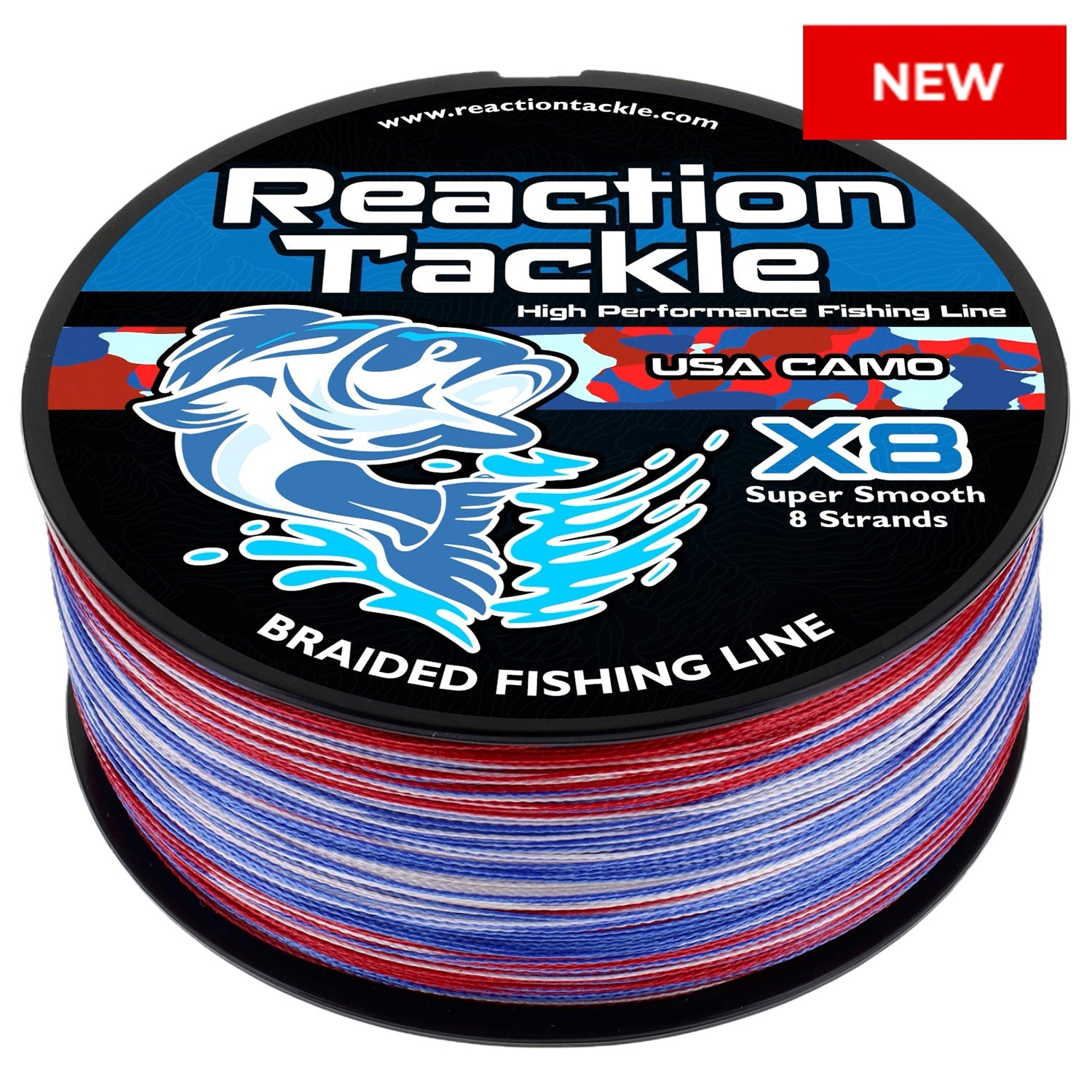 Braided Fishing Line Reaction Tackle X8 Braided Fishing Line – USA Camo Reaction Tackle X8 USA Camo Braided Line – Pescador Fishing Supply