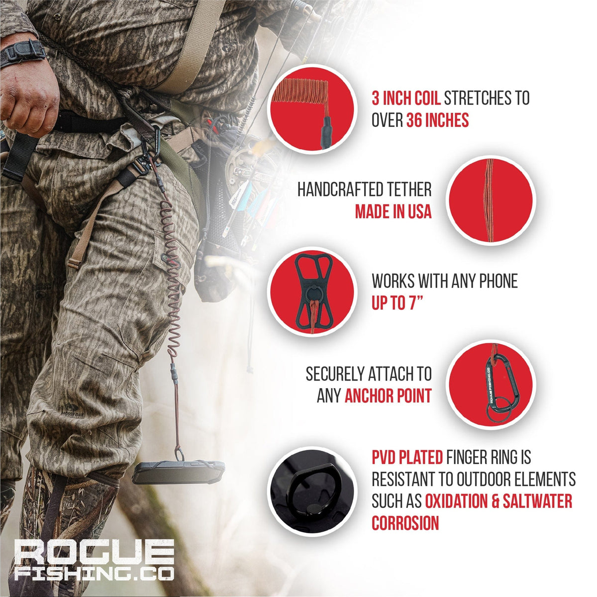 Gear Tethers Rogue Fishing Co. The Protector™ Phone Tether XD The Protector™ Phone Tether XD - Pescador Fishing Supply