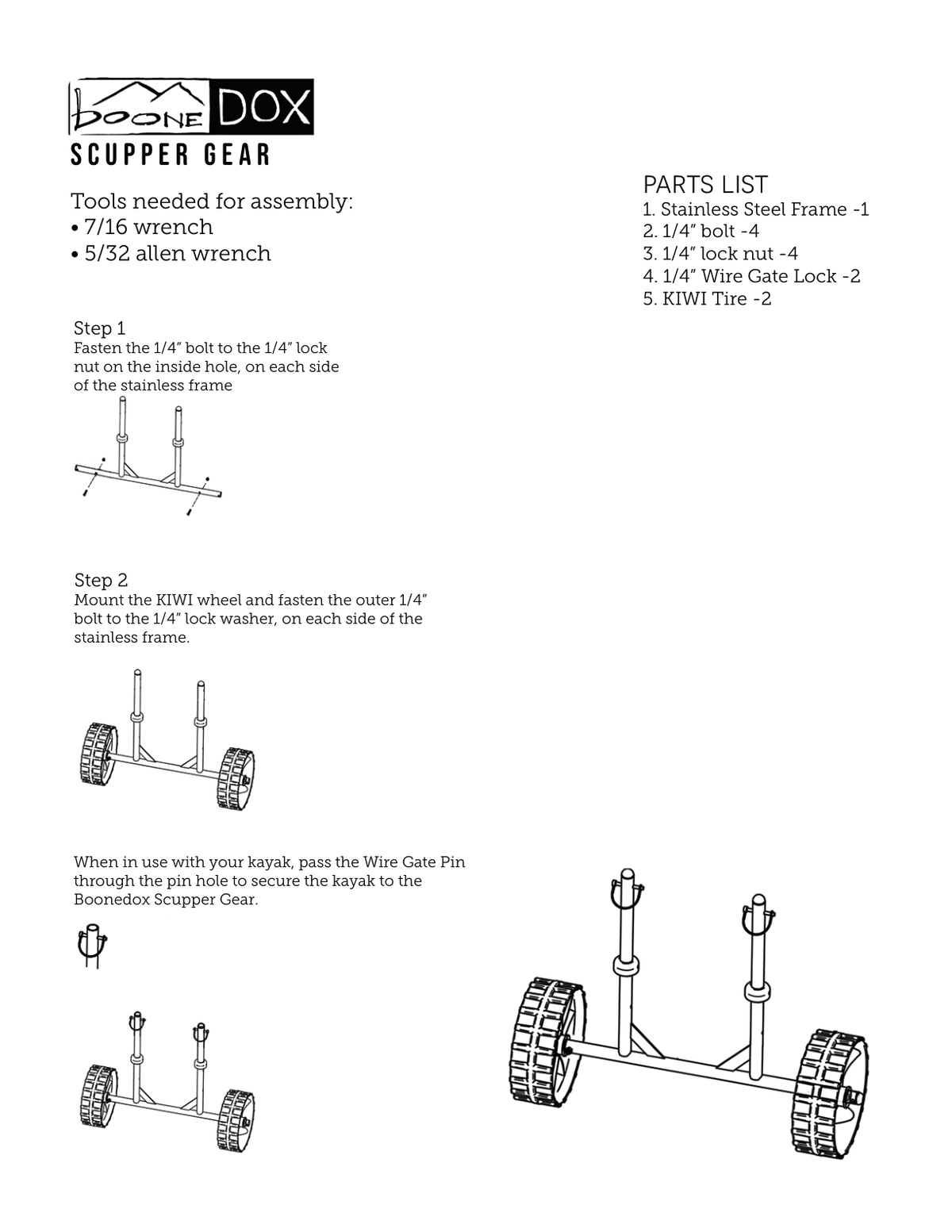 Boonedox Scupper Gear Cart for Hobie Kayaks