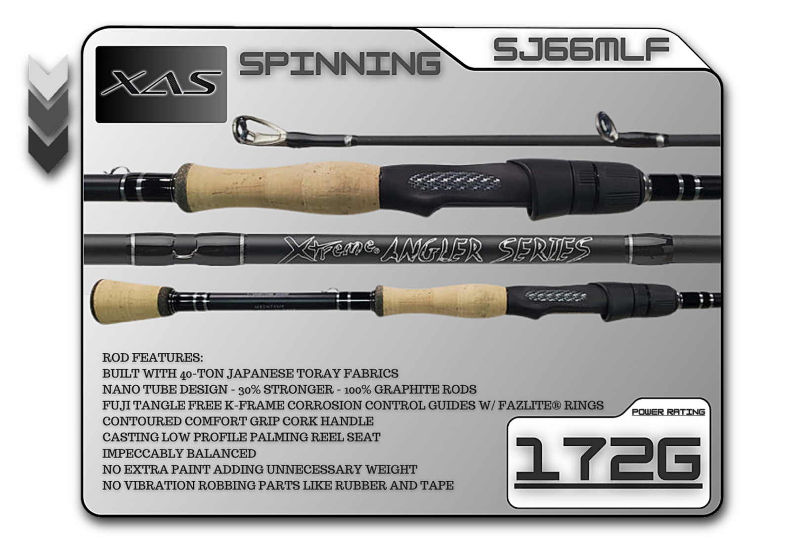 Fish Xtreme SJ66MLF 6’6” medium-light fast spinning rod
