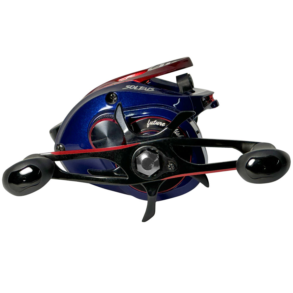Favorite Defender Soleus Casting Reel patriotic red and blue finish