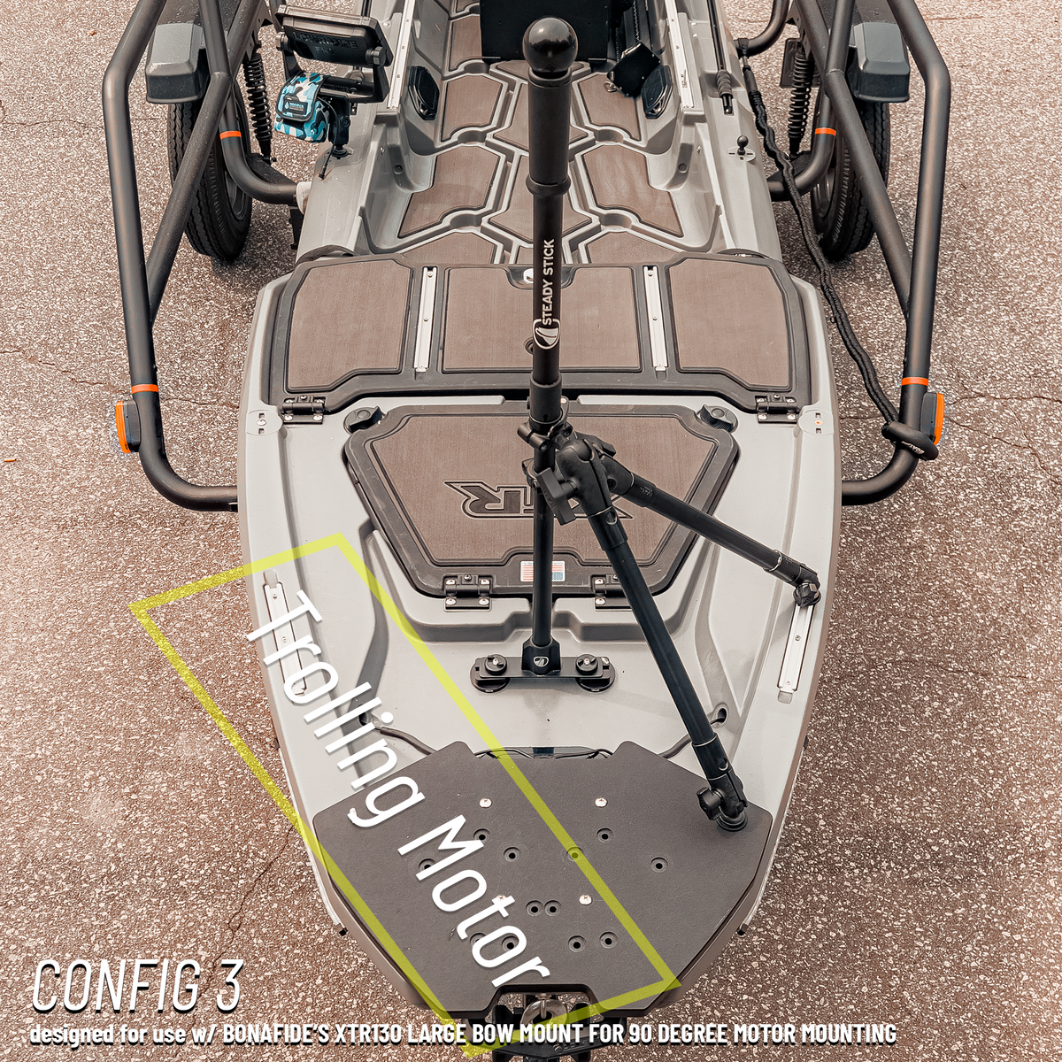 Stand-Assist Systems Steady Stick for Bonafide XTR 130 – Adjustable Stand Assist Configuration 3 Steady Stick for Bonafide XTR 130 – Kayak Stand Assist