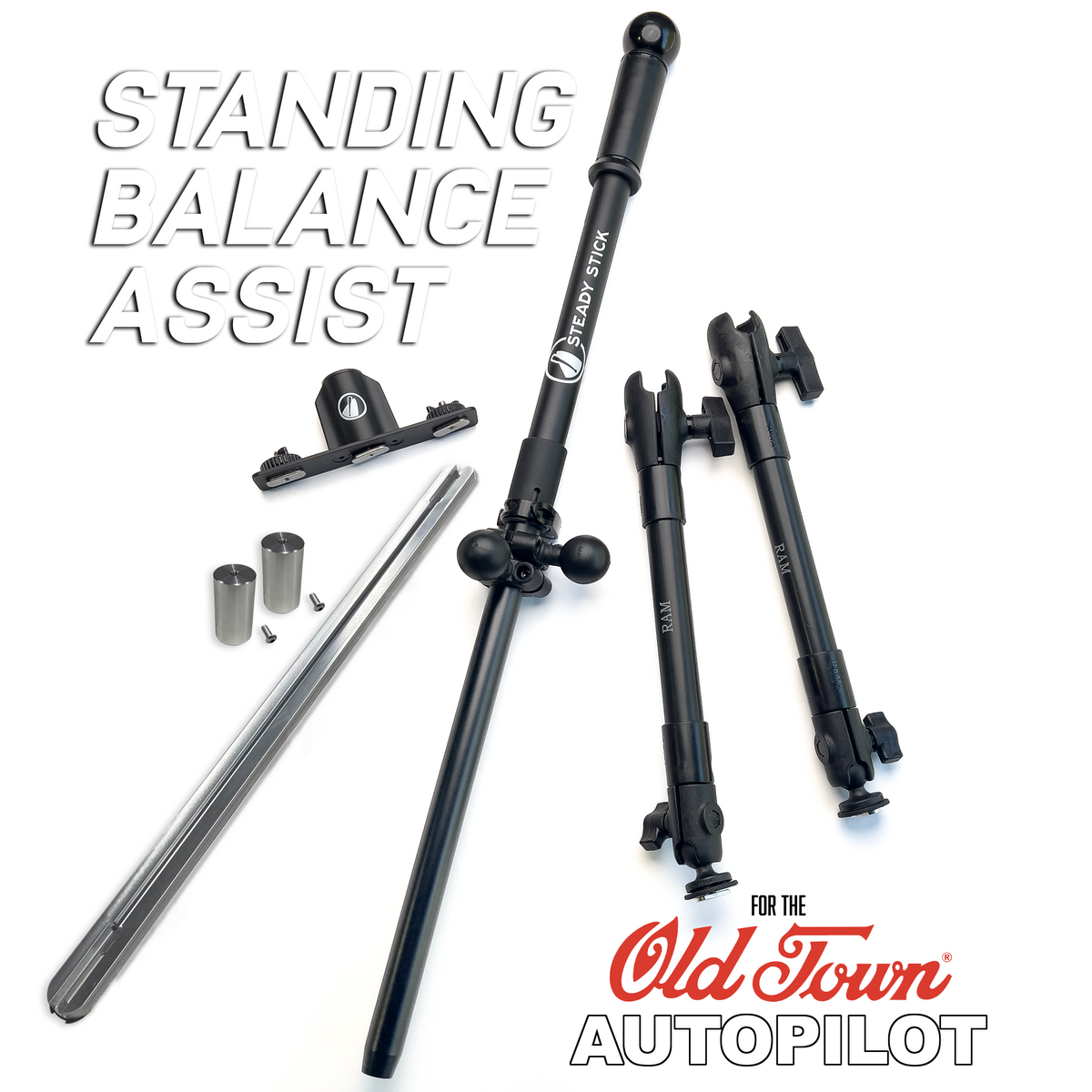 Stand-Assist Systems Steady Stick for Old Town Autopilot – Adjustable Stand Assist System Configuration 1 (w/ crossbar) Old Town Autopilot Stand Assist – Steady Stick Adjustable System