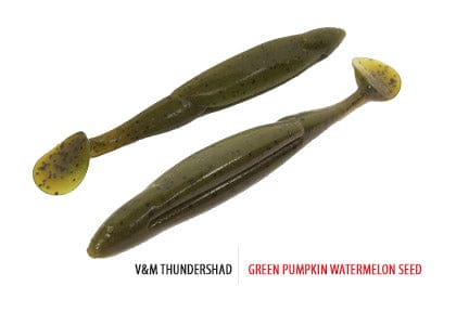 Soft Plastic Thunder Shad 3.5" / Green Pumpkin Watermelon Seed Thunder Shad