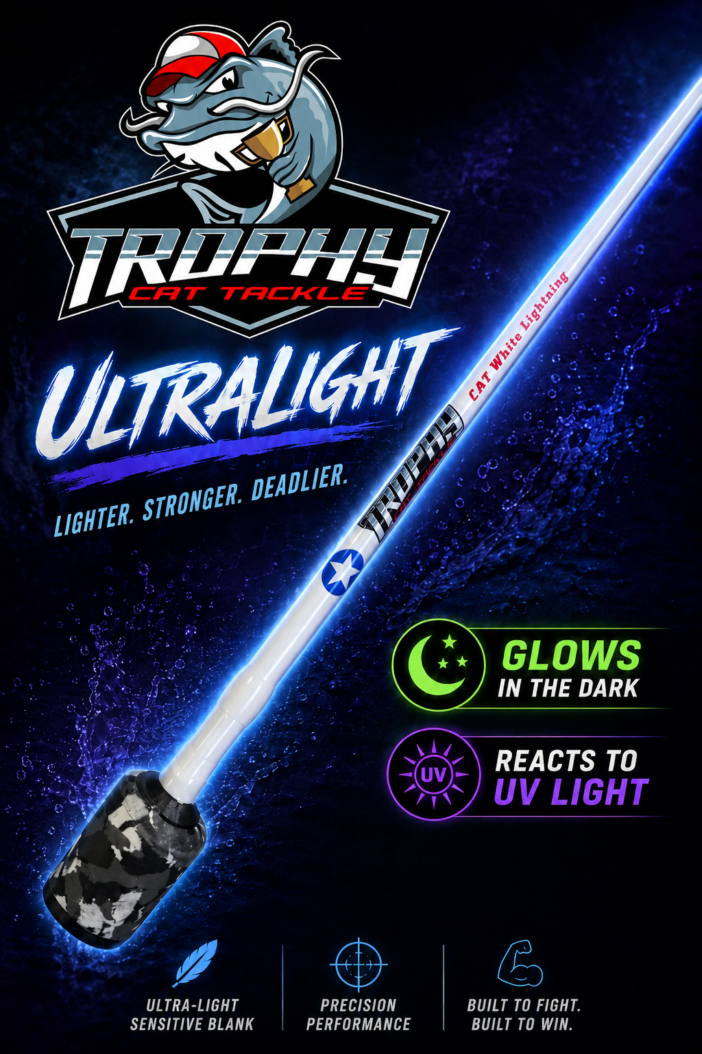 Trophy Cat Tackle White Lightning 7' Ultra Light Spinning Rod