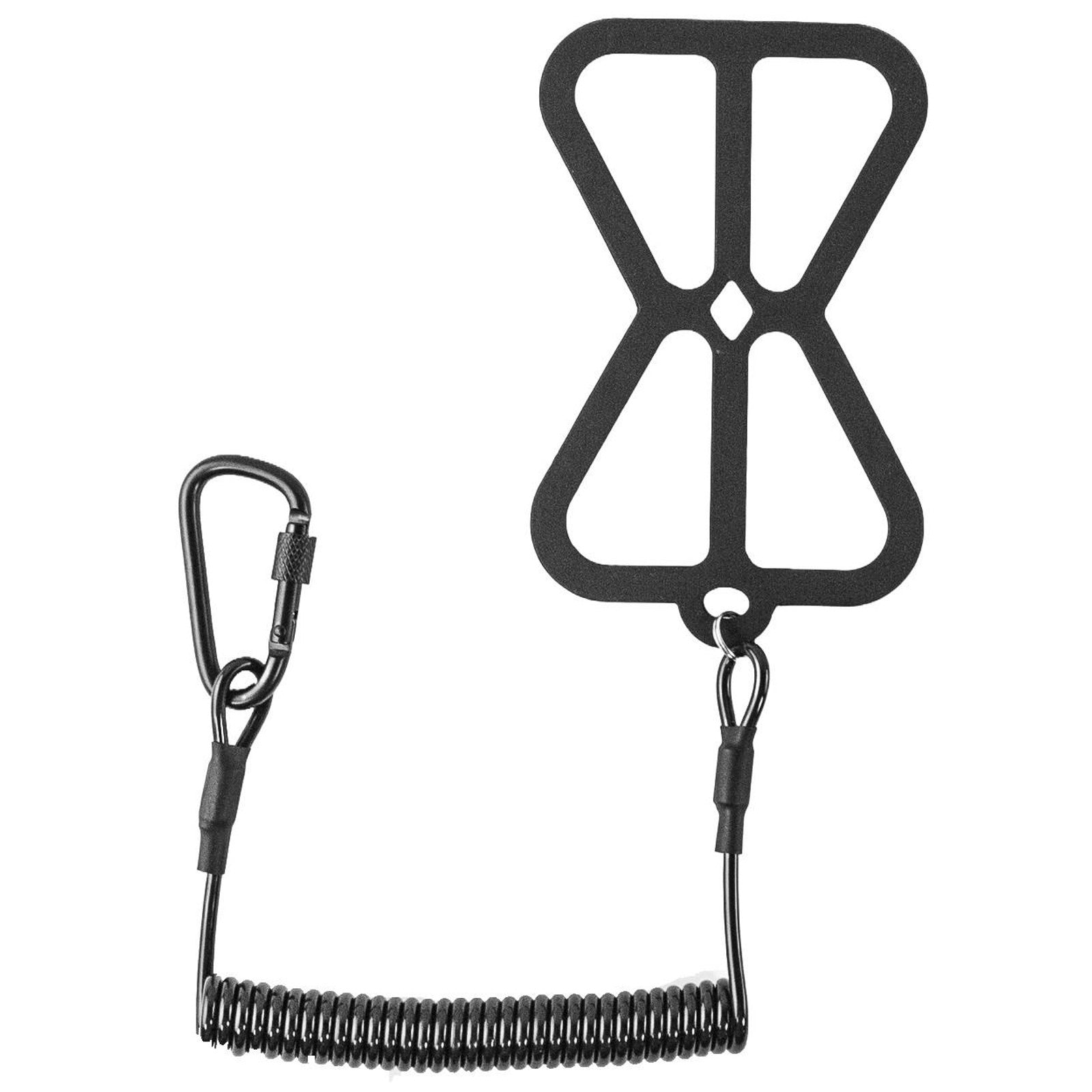 YakAttack smartphone harness with coiled tether and locking carabiner