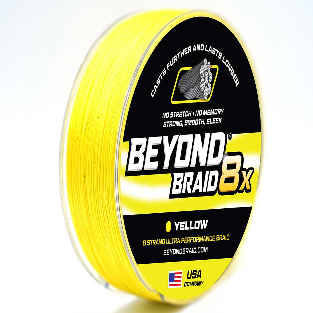 Beyond Braid Yellow 8X braided fishing line spool