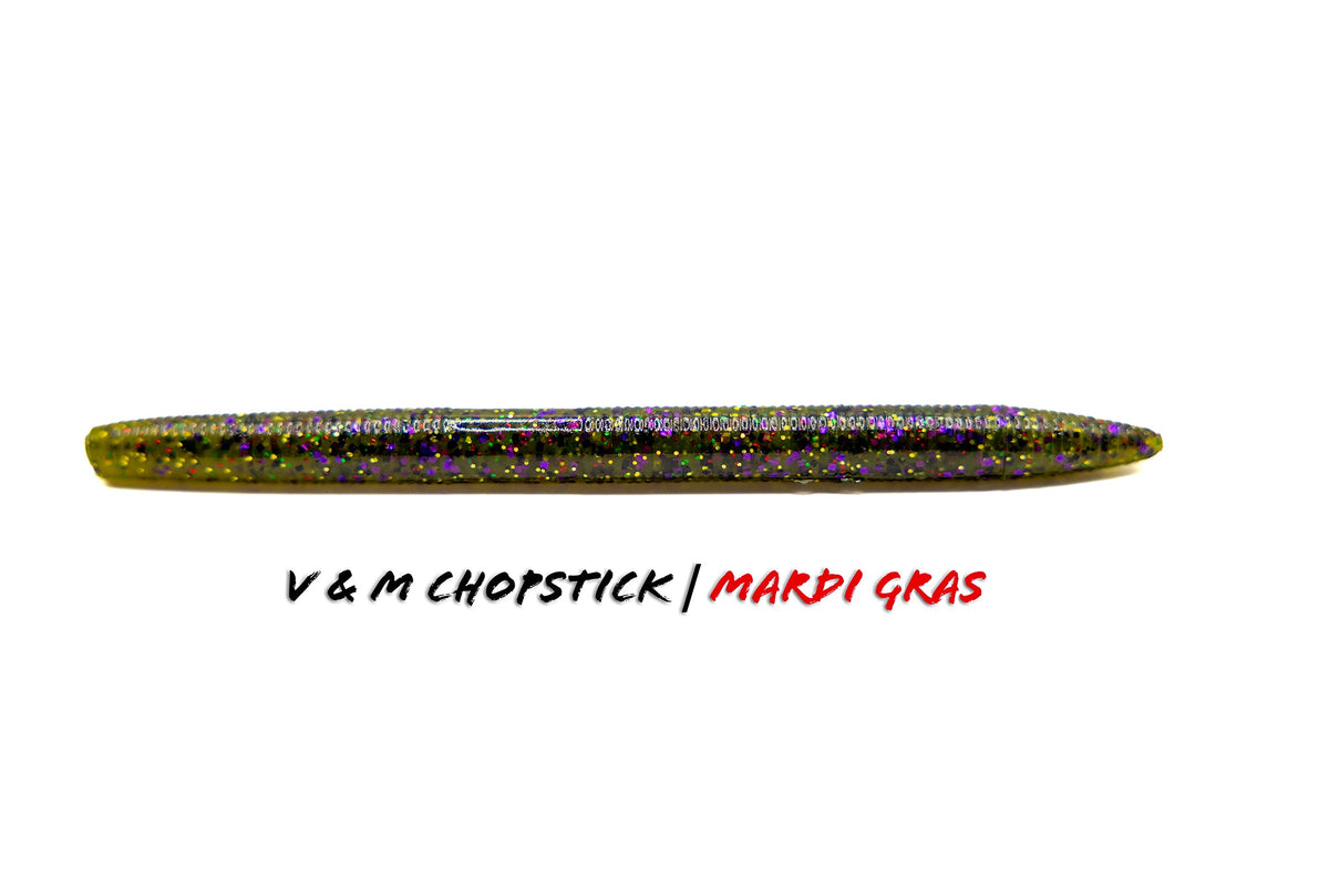 Soft Plastic V & M Baits Chopstick Wacky Worm - Weightless Straight Tail Weightless Wacky Worm for Pressured Bass in Clear Water