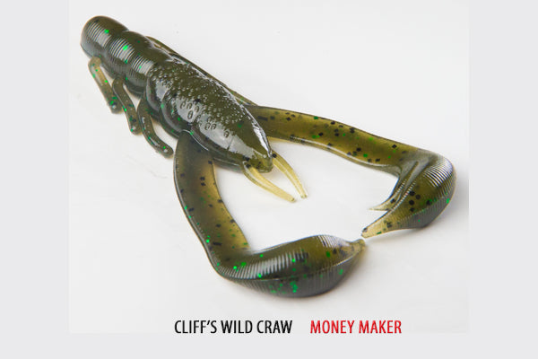 Soft Plastic V & M Baits Cliff's Wild Craw - J-Claw Flipping Trailer J-Claw Flipping Craw for Bass in Thick Mats and Brush