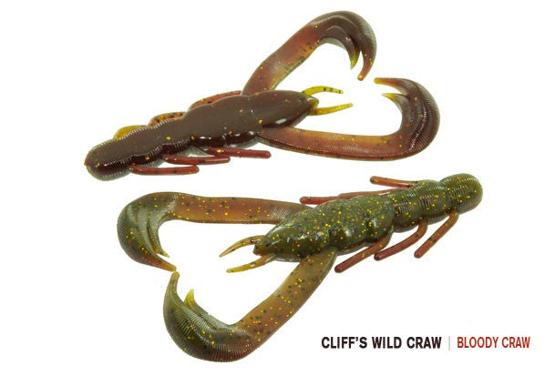 Soft Plastic V & M Baits Cliff's Wild Craw - J-Claw Flipping Trailer Wild Craw / South African Special J-Claw Flipping Craw for Bass in Thick Mats and Brush