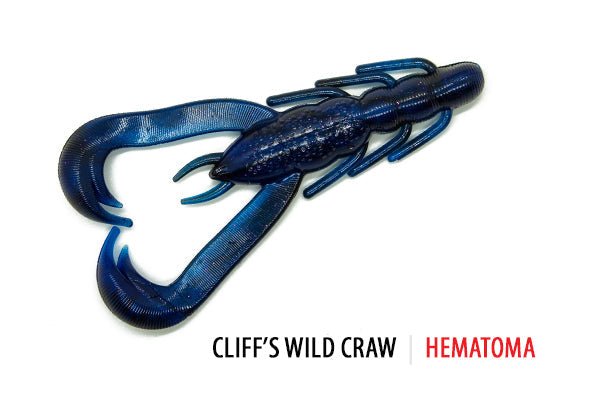 Soft Plastic V & M Baits Cliff's Wild Craw - J-Claw Flipping Trailer Wild Craw / Hematoma J-Claw Flipping Craw for Bass in Thick Mats and Brush