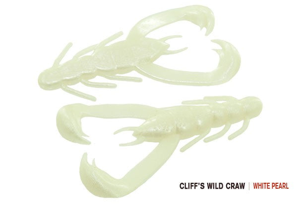 Soft Plastic V & M Baits Cliff's Wild Craw - J-Claw Flipping Trailer Wild Craw / White Pearl J-Claw Flipping Craw for Bass in Thick Mats and Brush