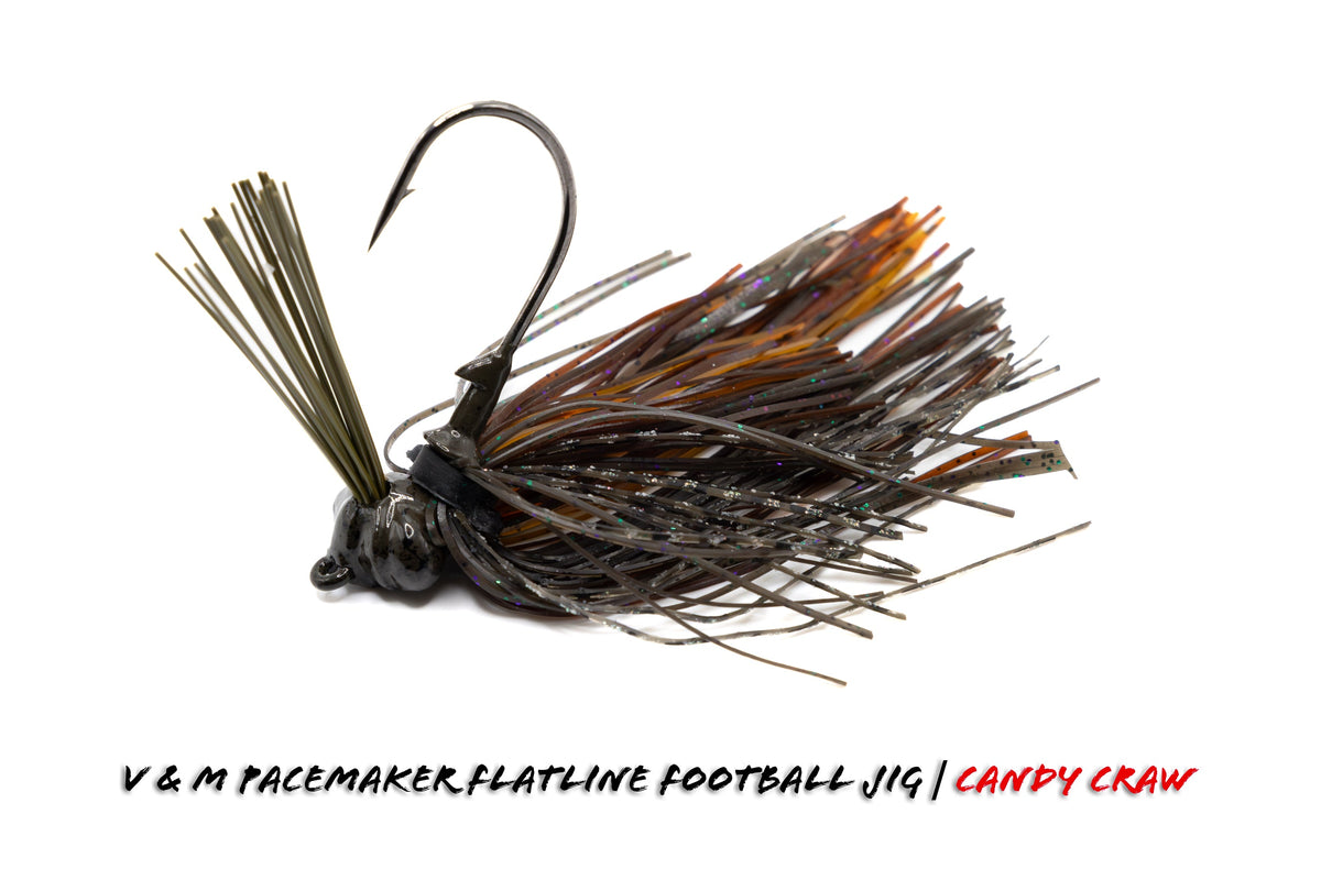Bass Jigs V & M Baits Flatline Football Jig 1/2oz / Candy Craw Football Jig for Bass Fishing | V&M Flatline Jig