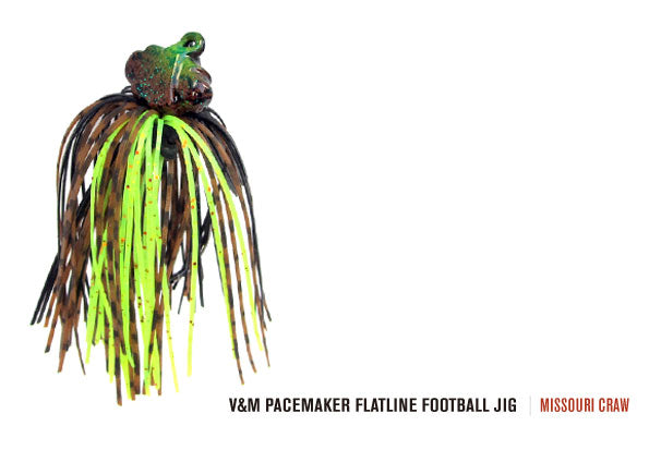 Bass Jigs V & M Baits Flatline Football Jig 1/2oz / Missouri Craw Football Jig for Bass Fishing | V&M Flatline Jig
