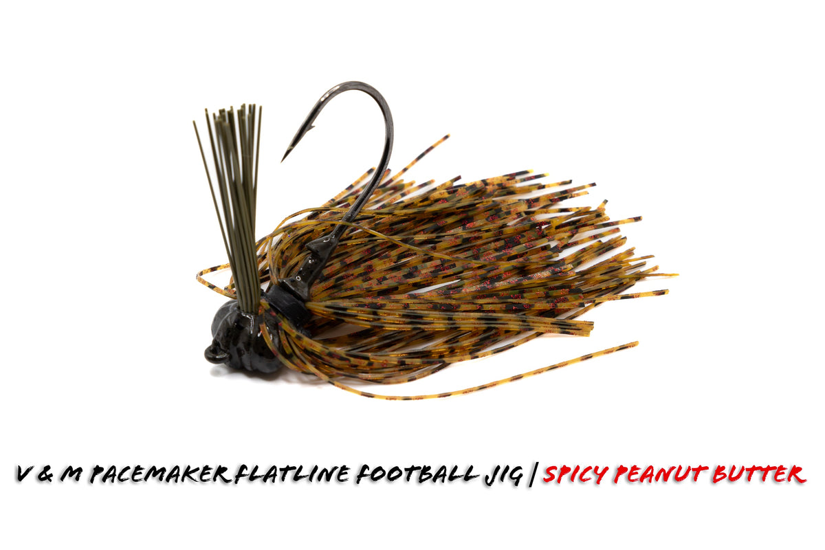 Bass Jigs V & M Baits Flatline Football Jig 1/2oz / Spicy Peanut Butter Football Jig for Bass Fishing | V&M Flatline Jig
