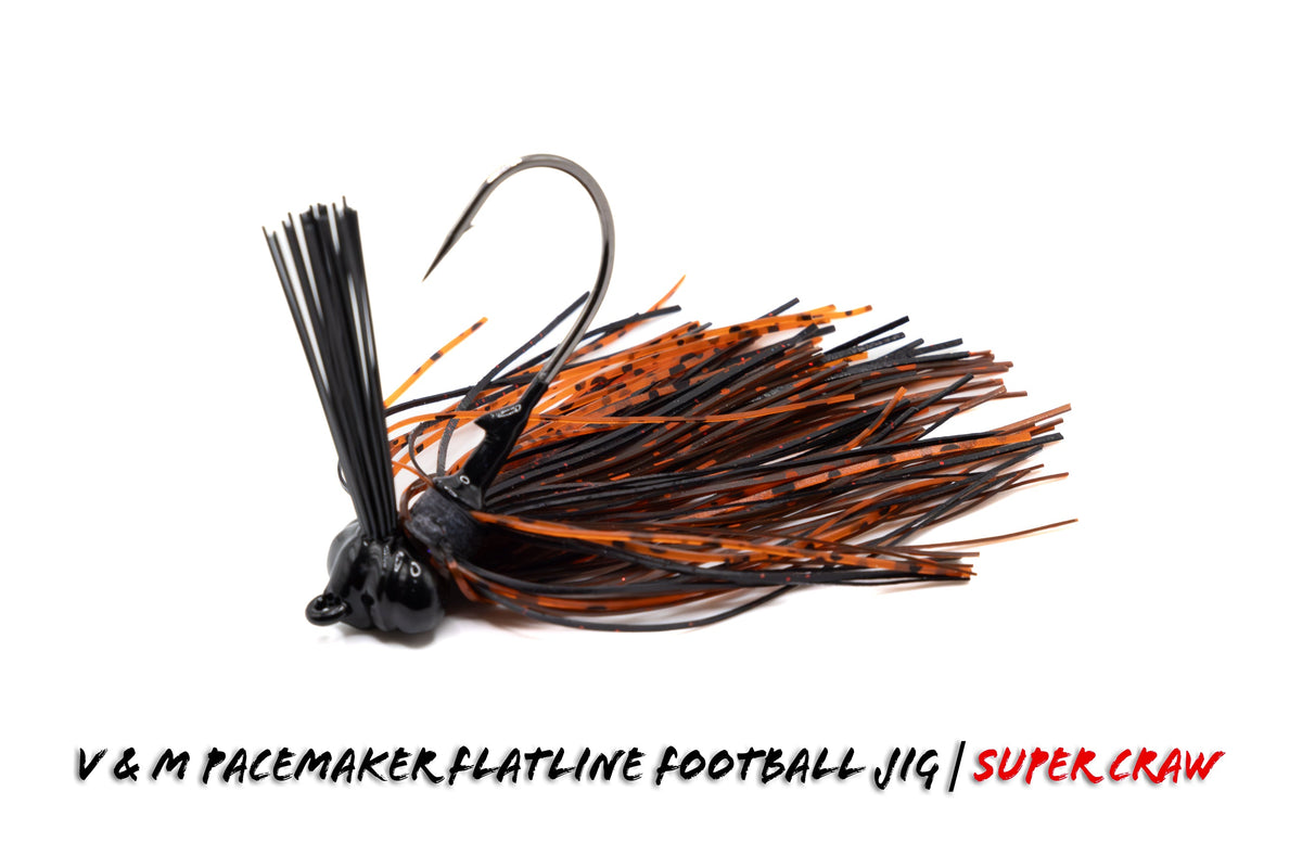 Bass Jigs V & M Baits Flatline Football Jig 1/2oz / Super Craw Football Jig for Bass Fishing | V&M Flatline Jig