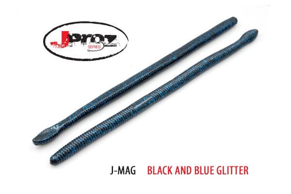 Soft Plastic V & M Baits J-Mag 10.5" Finesse Worm J-Mag 10.5" / Black Blue 10.5 Inch Magnum Finesse Worm for Big Bass on Offshore Ledges