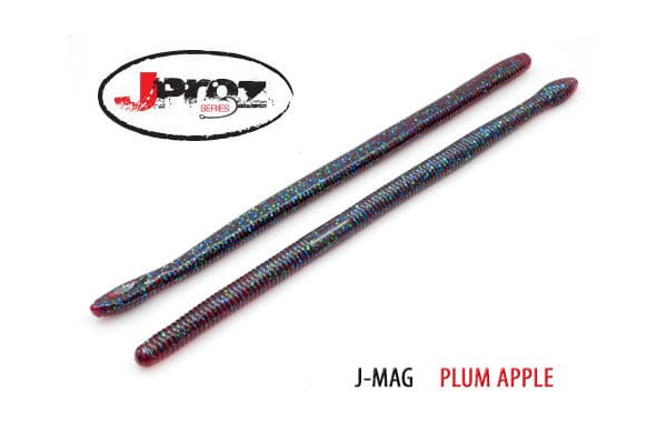 Soft Plastic V & M Baits J-Mag 10.5" Finesse Worm J-Mag 10.5" / Plum Apple 10.5 Inch Magnum Finesse Worm for Big Bass on Offshore Ledges