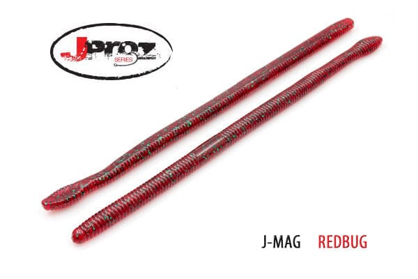 Soft Plastic V & M Baits J-Mag 10.5" Finesse Worm J-Mag 10.5" / Redbug 10.5 Inch Magnum Finesse Worm for Big Bass on Offshore Ledges