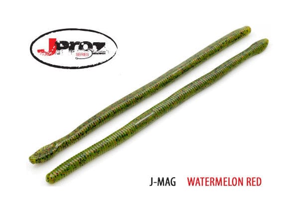 Soft Plastic V & M Baits J-Mag 10.5" Finesse Worm J-Mag 10.5" / Watermelon Red 10.5 Inch Magnum Finesse Worm for Big Bass on Offshore Ledges