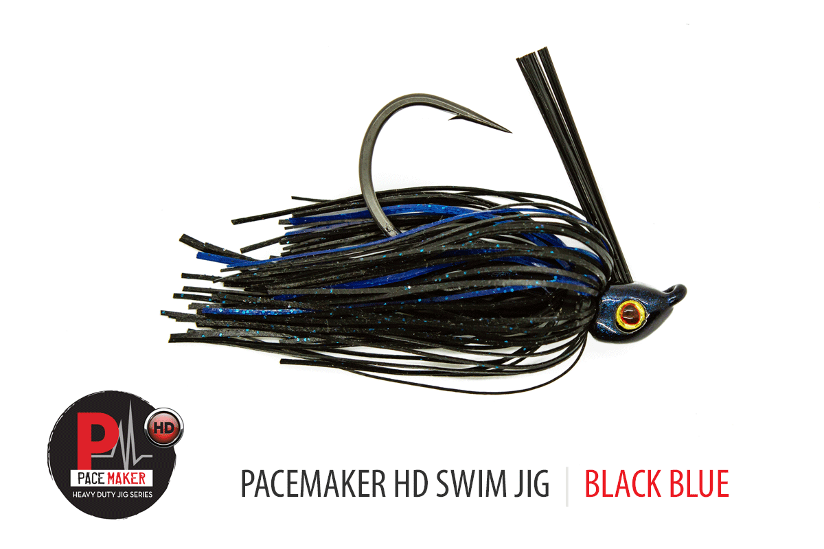 Bass Jigs V & M Baits Pacemaker HD Swim Jig 3/8oz / Black Blue Tournament-Proven Swim Jig for Big Bass in Thick Cover
