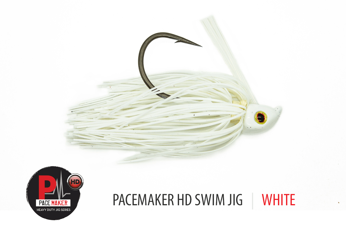 Bass Jigs V & M Baits Pacemaker HD Swim Jig 3/8oz / White Tournament-Proven Swim Jig for Big Bass in Thick Cover