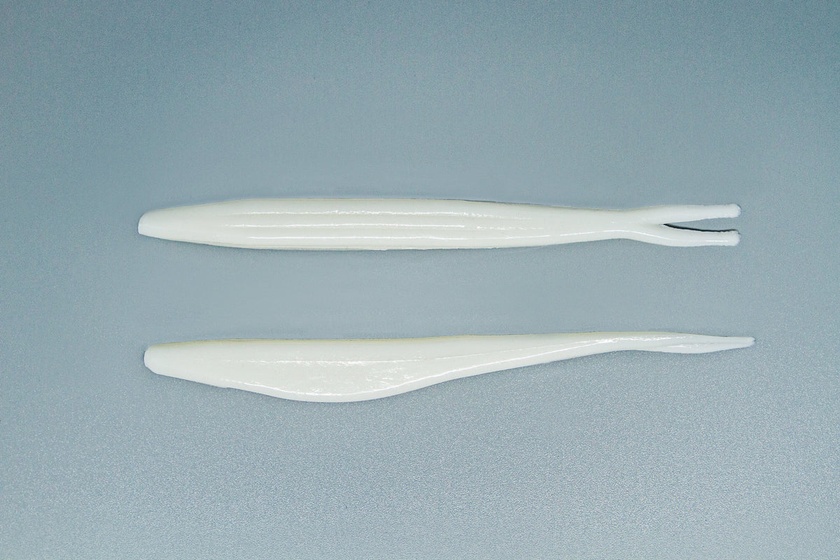 Soft Plastic V & M Baits Pork Shad 2.0 - Forked Tail Soft Jerkbait Pearl Soft Jerkbait for Bass | Forked Tail Twitch Action