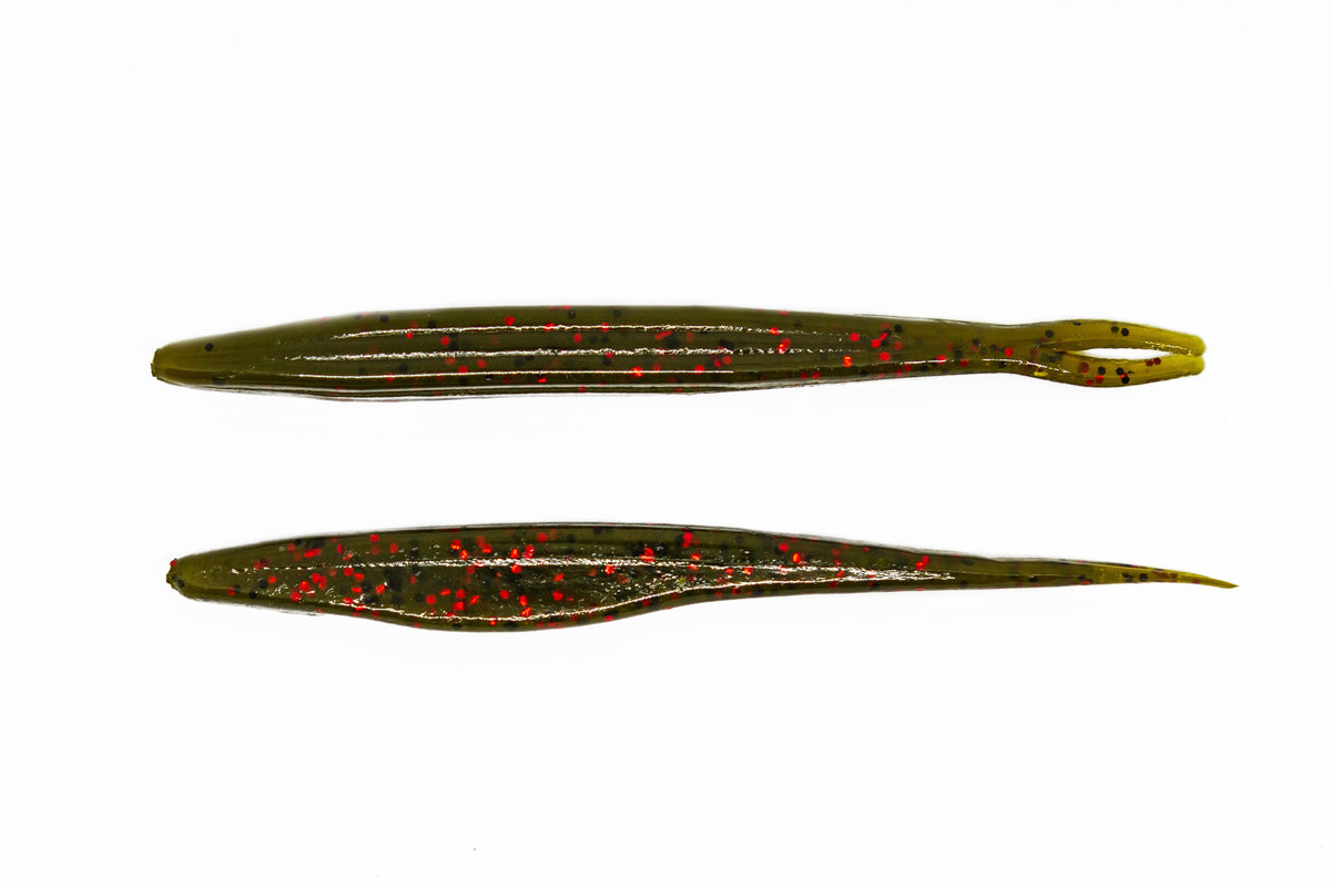 Soft Plastic V & M Baits Pork Shad 2.0 - Forked Tail Soft Jerkbait Watermelon Red Soft Jerkbait for Bass | Forked Tail Twitch Action