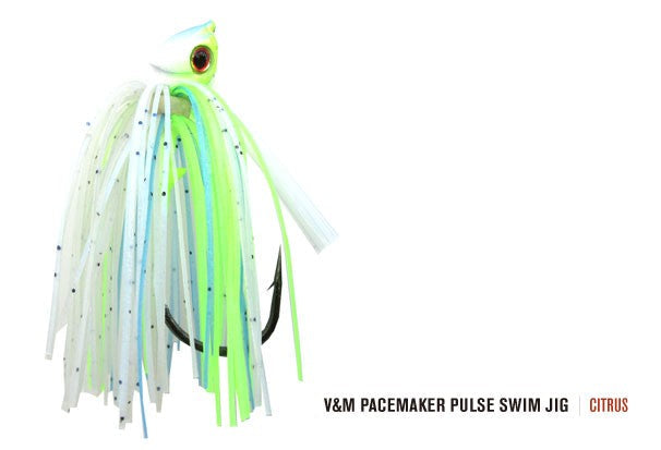 Bass Jigs V&M Baits Pulse Swim Jig Best 30° Hook Swim Jig for Big Bass in Heavy Cover