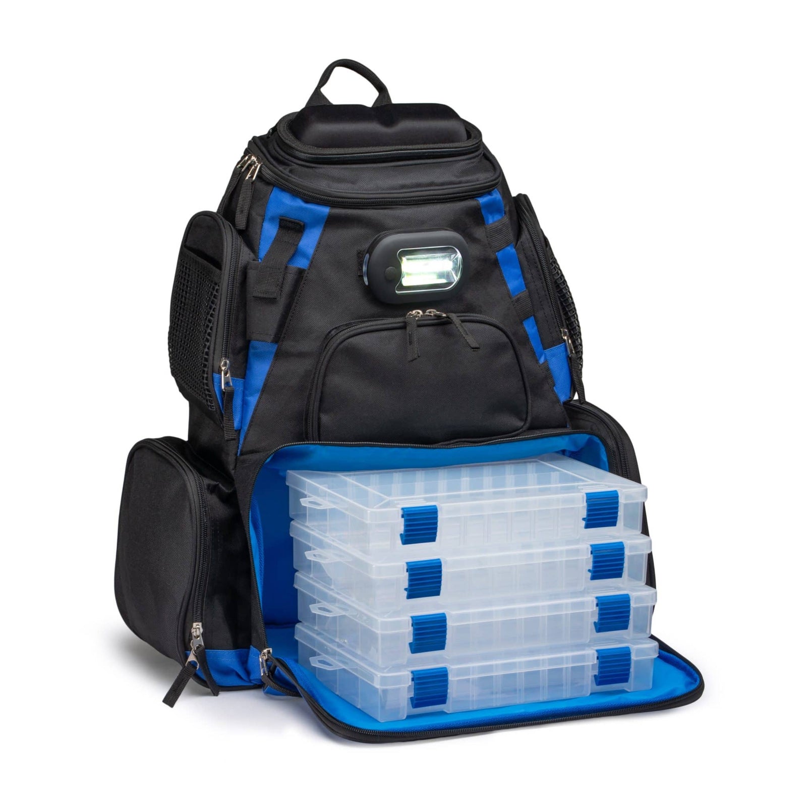 VEXAN fishing tackle backpack with removable LED light