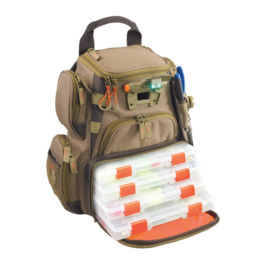 Outdoor Wild River RECON Lighted Compact Tackle Backpack w/4 PT3500 Trays
