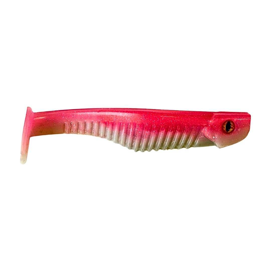 Soft Plastics WM Bayou Bone Thug 6.25″ Swimbait with Belly Hook Slot White/AlienD WM Bayou Bone Thug 6.25″ Swimbait – Pescador Fishing Supply