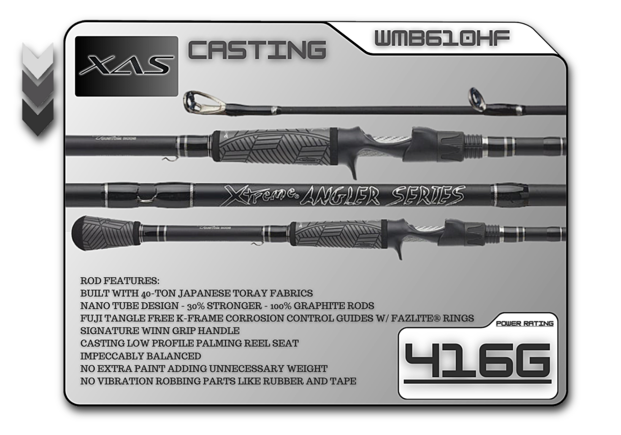 Graphite heavy fast casting rod for spinnerbaits