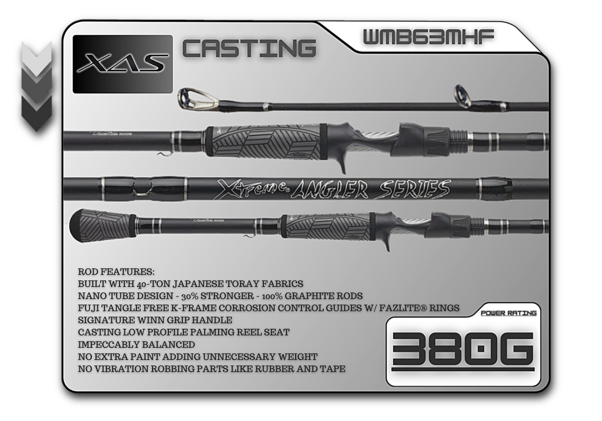 Graphite 40-ton Toray medium heavy fast bass rod