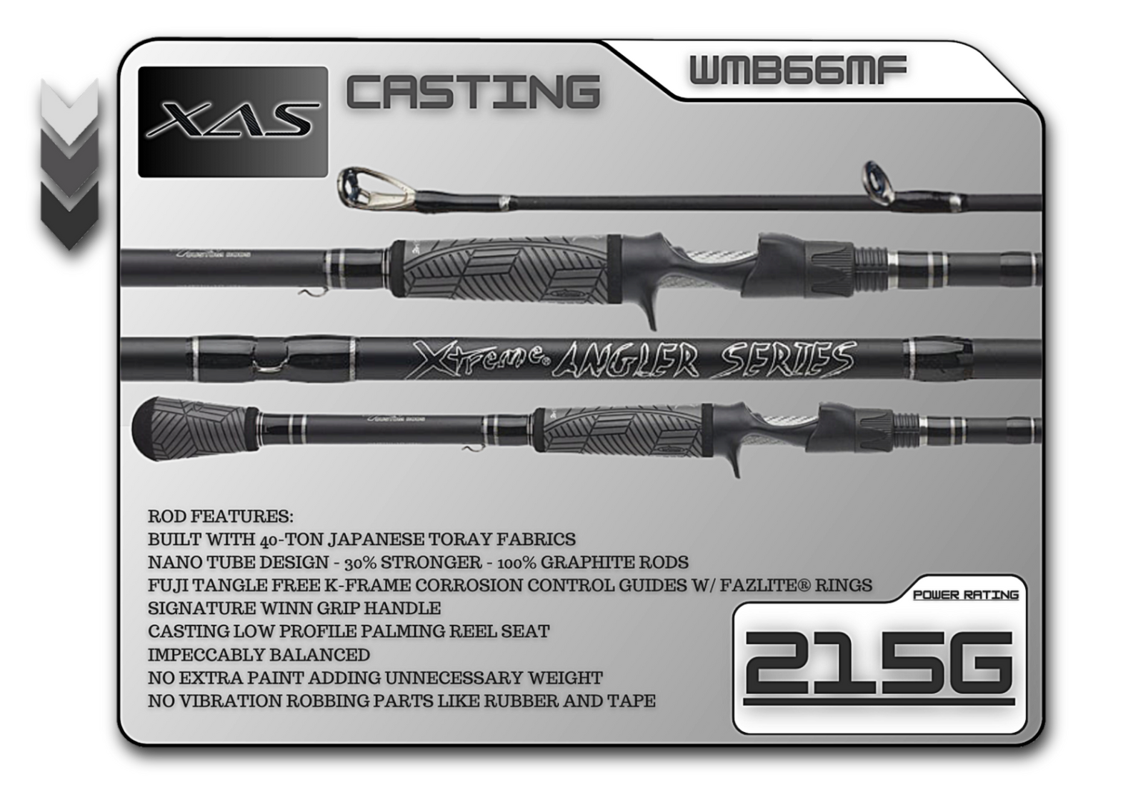 Fish Xtreme WMB66MF 6’6” medium fast casting rod