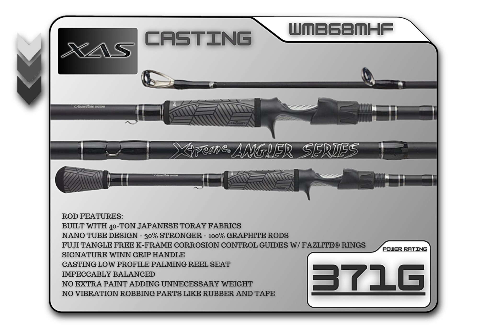 Compact medium-heavy fast casting rod 6'8"