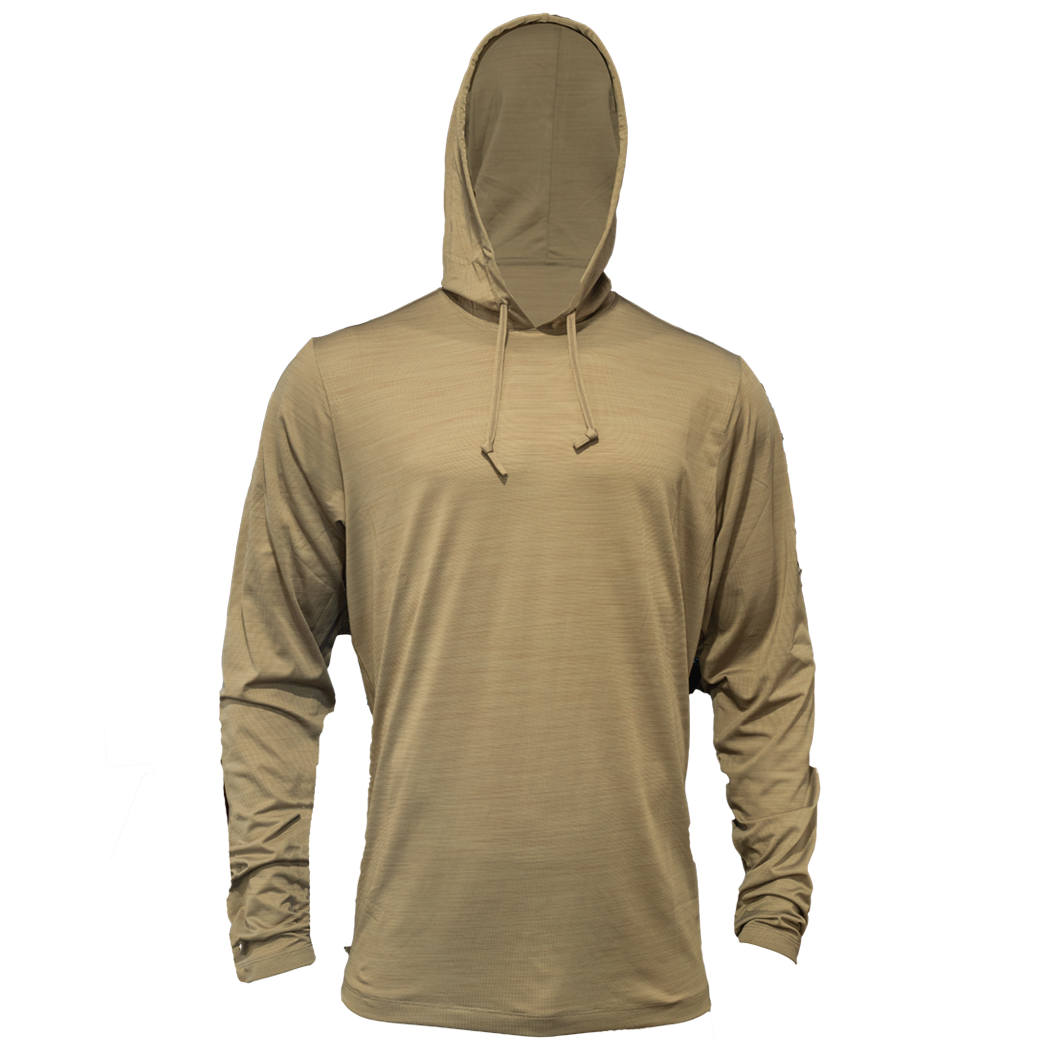 Fishing Shirt Xotic Camo & Fishing Gear Air-X Hooded Performance Shirts with Repel X Sand Stone / S Xotic Camo & Fishing Gear Air-X Hooded Performance Shirts with Repel X