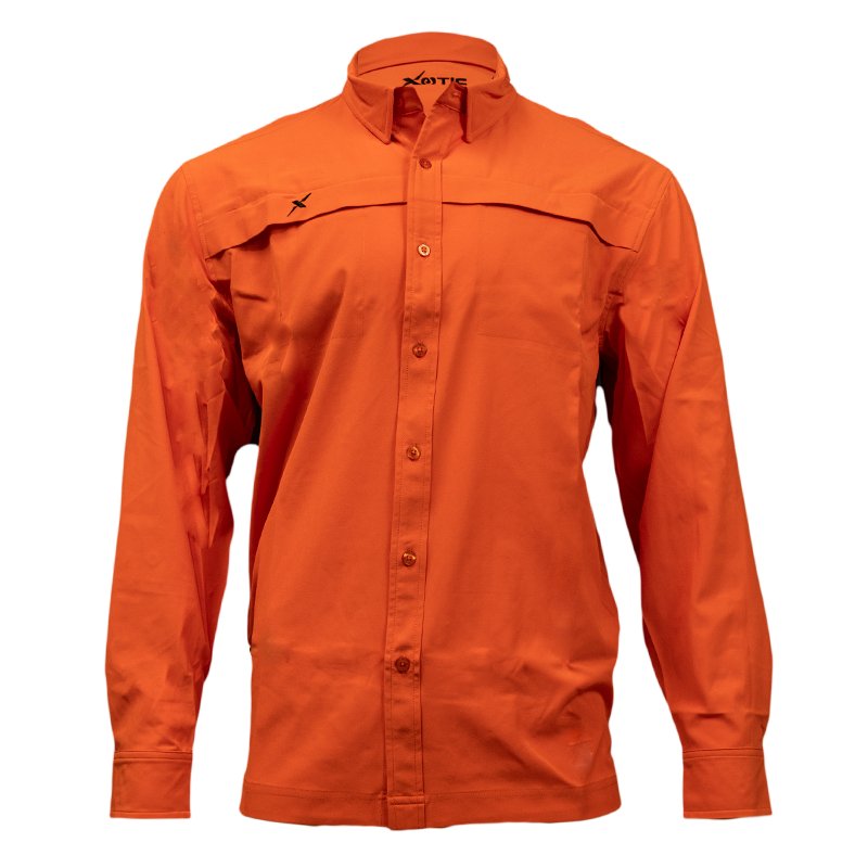 Fishing Shirt Xotic Camo & Fishing Gear Long Sleeve Solid Lifestyle Button Down w/ REPEL-X Hunter Orange / S Xotic Camo & Fishing Gear Long Sleeve Solid Lifestyle Button Down w/ REPEL-X
