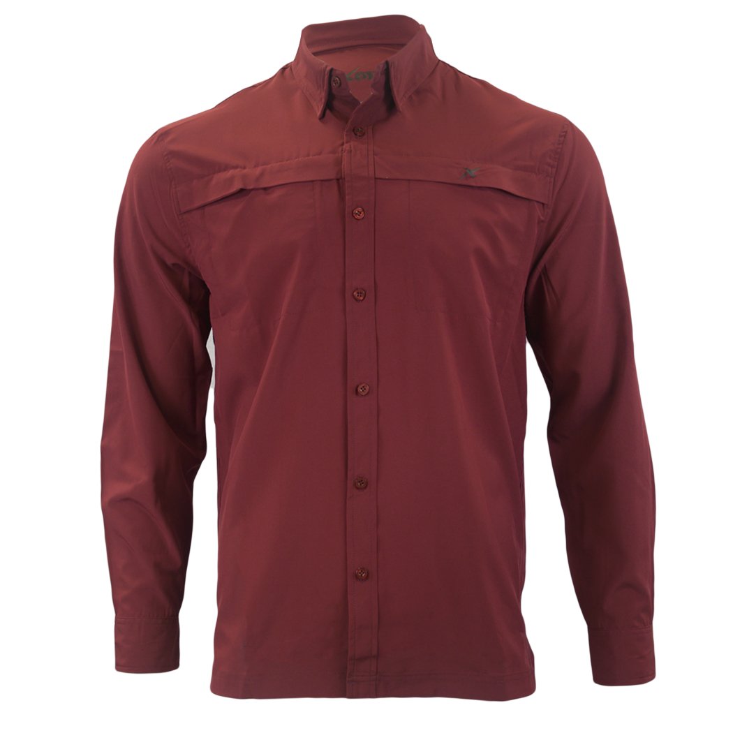 Fishing Shirt Xotic Camo & Fishing Gear Long Sleeve Solid Lifestyle Button Down w/ REPEL-X Maroon / S Xotic Camo & Fishing Gear Long Sleeve Solid Lifestyle Button Down w/ REPEL-X