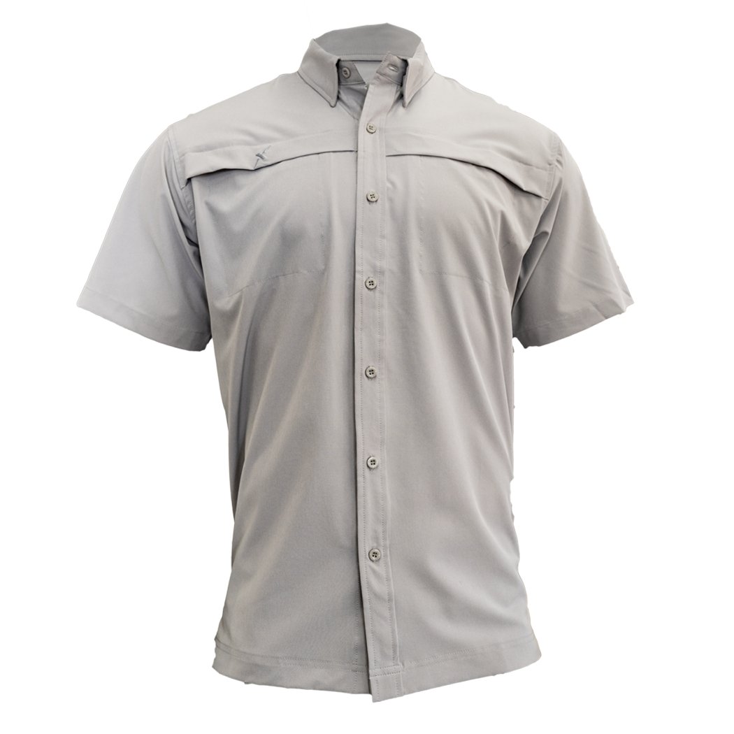 Fishing Shirt Xotic Camo & Fishing Gear Short Sleeve Solid Lifestyle Button Down w/ REPEL-X Cool Grey / S Xotic Camo & Fishing Gear Short Sleeve Solid Lifestyle Button Down w/ REPEL-X