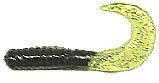 Lures Action Bait 3&quot; Curly Grubs Package of 25 Black Chartreuse Fishing Tackle - Fish Bait - Grubs | Pescador Fishing Supply